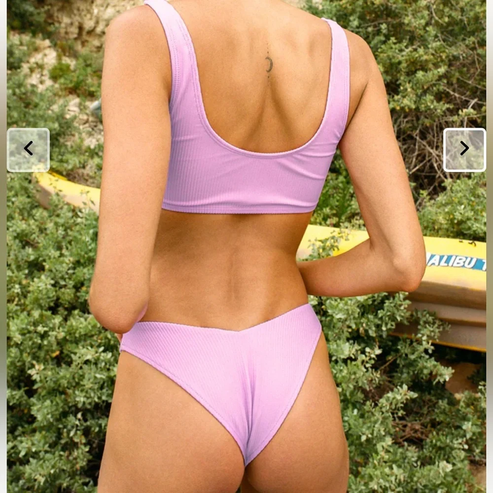 Frankie’s Bikinis Lilac Ribbed Two-Piece Bikini Set | NWT